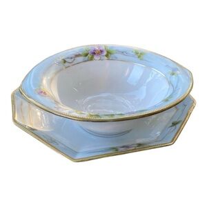 Vintage Nippon Vanity Tray & Underplate Blue Gold Pink Grandmillennial Porcelain
